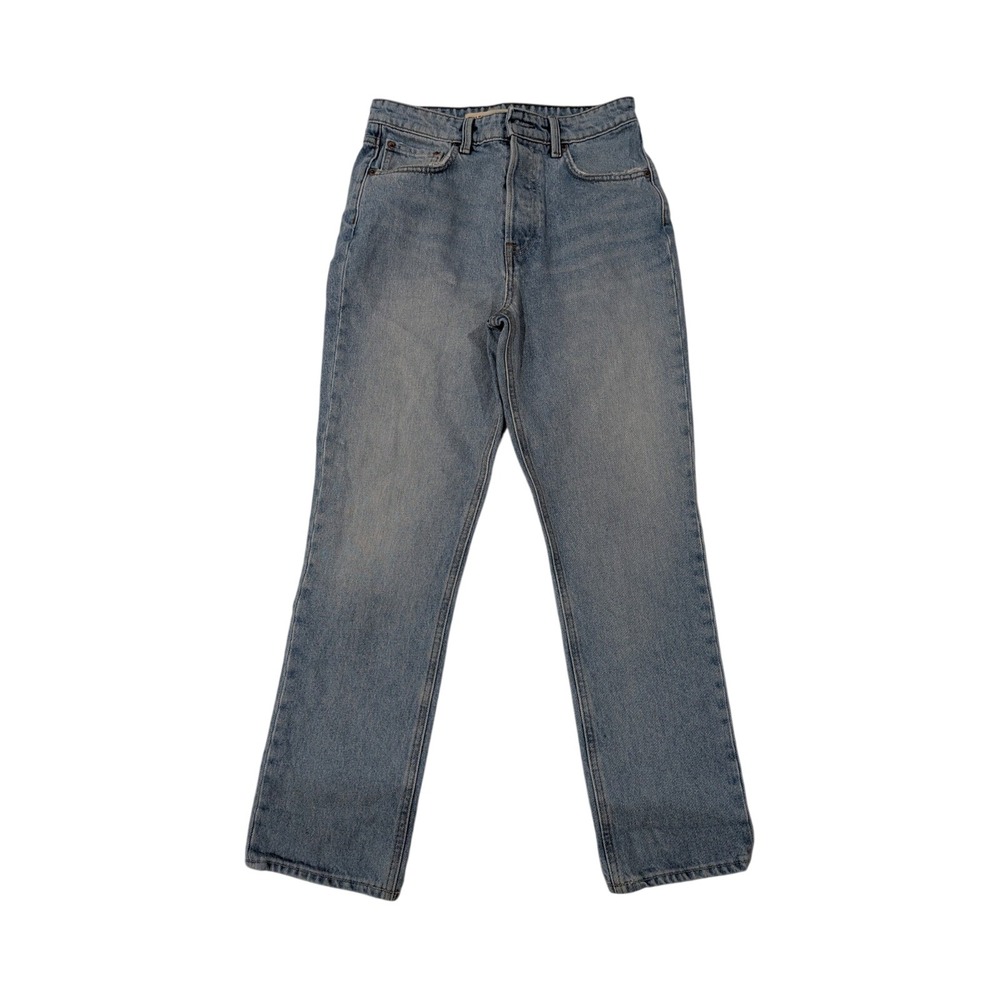 GRLFRND High Rise Straight Crop Jeans Light Blue Denim 100% Cotton Women's